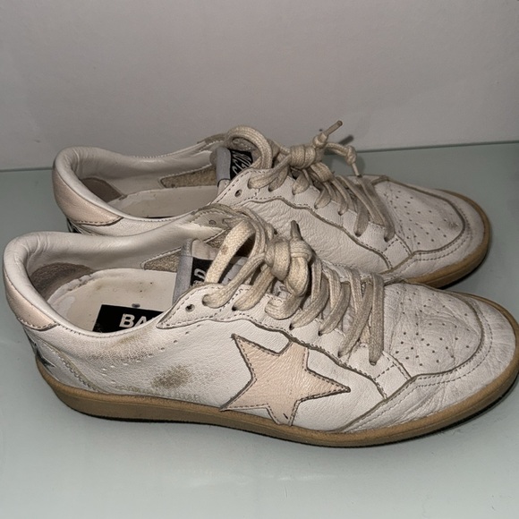 GOLDEN GOOSE SNEAKERS Ball Star LTD in white nappa salmon-pink star w Box! - Picture 1 of 11